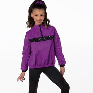 Weissman Black Sequin Unitard and Purple Sequin Dance Jacket size 10-12